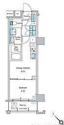 プレディアコート西葛西 6階1DKの間取り