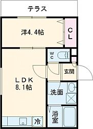 リーヴェル新小岩プレミオ 2階1LDKの間取り