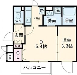 ＡＬＥＲＯ新中野ＩＩ 4階1DKの間取り