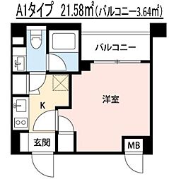 ＳＱＵＡＲＥ　ＣＩＴＹ　ＹＯＫＯＨＡＭＡ　ＮＥＧＩＳＨＩ 602 6階1Kの間取り