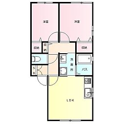 セゾン・マリートＢ 1階2LDKの間取り