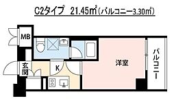 ＳＱＵＡＲＥ　ＣＩＴＹ　ＹＯＫＯＨＡＭＡ　ＮＥＧＩＳＨＩ 7階1Kの間取り