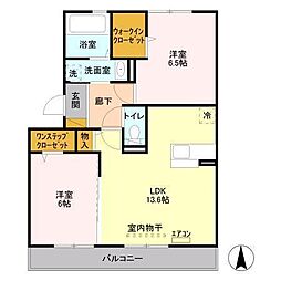 メルシー　Ｂ 3階2LDKの間取り