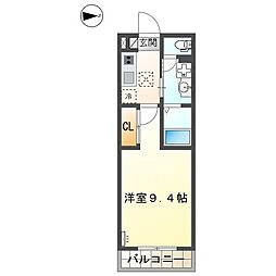 仮称）小田原市田島マンション新築工事 3階1Kの間取り