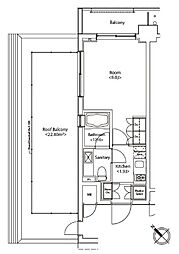 カスタリア雪谷 8階1Kの間取り