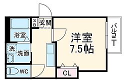 INOVE天白八幡山 3階1Kの間取り