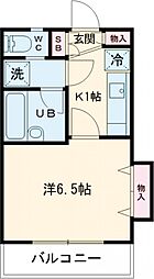 ジュエルサンワ 1階1Kの間取り