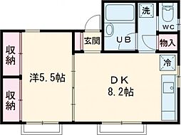 イマージュ 1階1DKの間取り