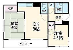 ロイヤルエモンド松戸 3階2DKの間取り