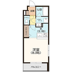 ボヌール新栄 3階1Kの間取り