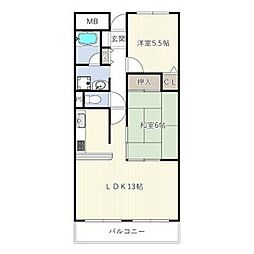 ロビン・ソング 7階2LDKの間取り