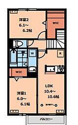 (仮称)上連雀5丁目賃貸住宅 202 2階2LDKの間取り