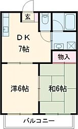 東京メトロ東西線 西葛西駅 徒歩12分の賃貸アパート 2階2DKの間取り