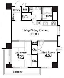 ライブ赤羽 10階2LDKの間取り