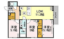 セレスティア西新井II 3階3LDKの間取り