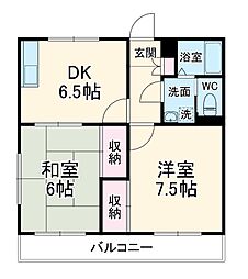 レクコーポ常盤平Ｂ棟 1階2DKの間取り