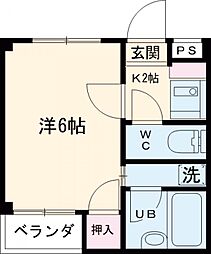 プレシャス西葛西 2階1Kの間取り