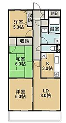 ガーデンヒルズ津田 207 2階3LDKの間取り