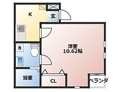 Ａレガート神明町II 3階1Kの間取り