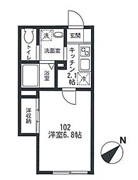 JR総武線 千駄ケ谷駅 徒歩8分の賃貸アパート 1階1Kの間取り