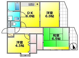 ビラ・ハクベリー 1階3DKの間取り