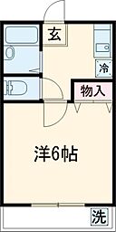 コーポ岡田 3階1Kの間取り