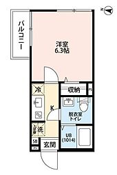 エクセラン西尾久East 4階1Kの間取り
