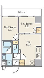 Ａｌｉｖｉｓ五反野 2階2DKの間取り