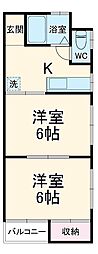 鳥海ビル 3階2Kの間取り