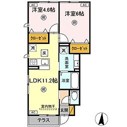 premier couleur（プルミエクルール） 101 1階2LDKの間取り