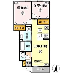 premier couleur（プルミエクルール） 107 1階2LDKの間取り