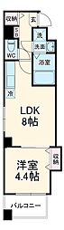 レブリアント松戸 4階1LDKの間取り