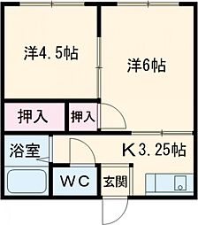 ファミーユ吉原 2階2Kの間取り
