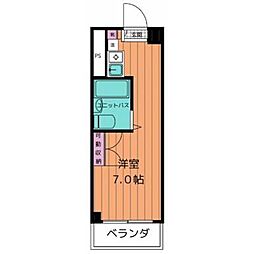 グレースヒルズ 6階ワンルームの間取り