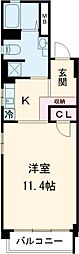 ニュー池尻マンション 9階1Kの間取り