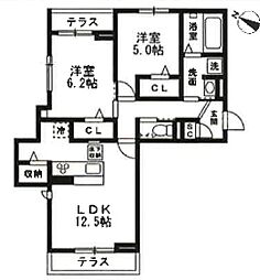 川口市戸塚3丁目新築ＰＪ 2階2LDKの間取り
