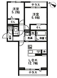 川口市戸塚3丁目新築ＰＪ 2階2LDKの間取り