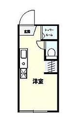 ルームズ中野A 1階ワンルームの間取り