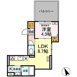 （仮称）中野区鷺宮3丁目PJ 301 3階1LDKの間取り