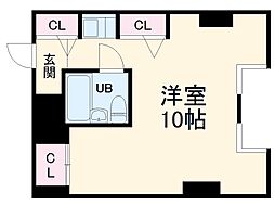 ＷＥＳＴ−1 6階ワンルームの間取り