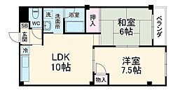 フォレステージ大宮 3階2LDKの間取り