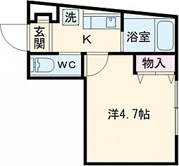 サンリバー東松原 3階1Kの間取り