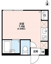 ＭＲＫ明大前 2階ワンルームの間取り