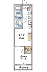 リブリ・高野 3階1LDKの間取り