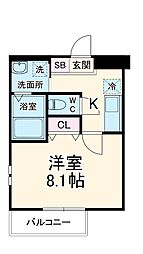 フジパレス石橋サウス 1階1Kの間取り