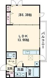 アゼリア 1階1LDKの間取り