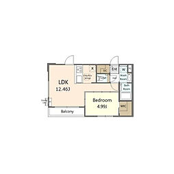 アゼリア 2階1LDKの間取り