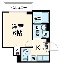 ルナネスト津田沼 2階1Kの間取り