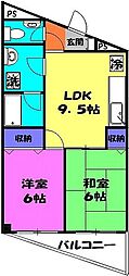 ラ・ベルチュ町田 3階2LDKの間取り