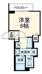 ルナネスト津田沼 2階1Kの間取り